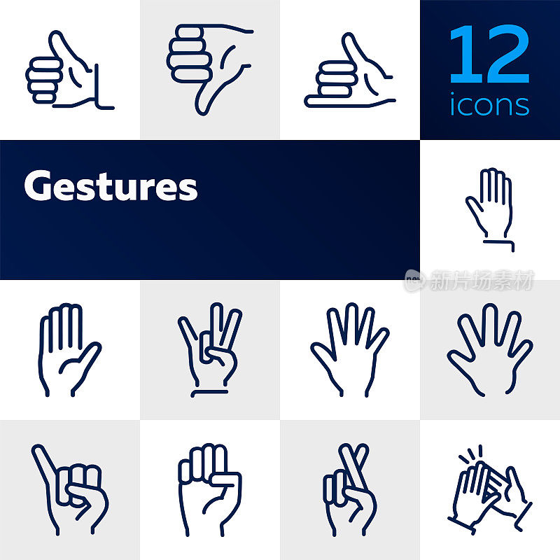 Gestures line icon set